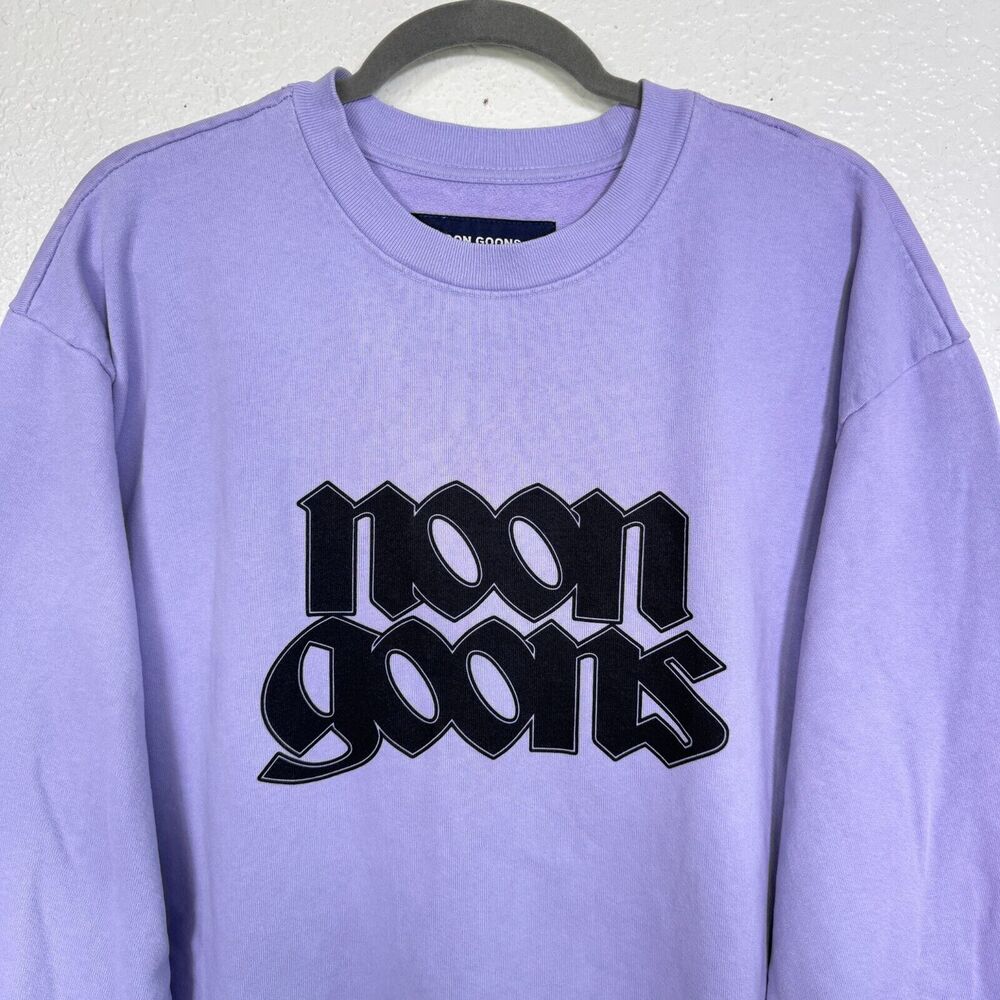 Noon Goons Sweater Men Large Logo Fleece Pullover Sweatshirt Streetwear Lavender - Picture 3 of 14